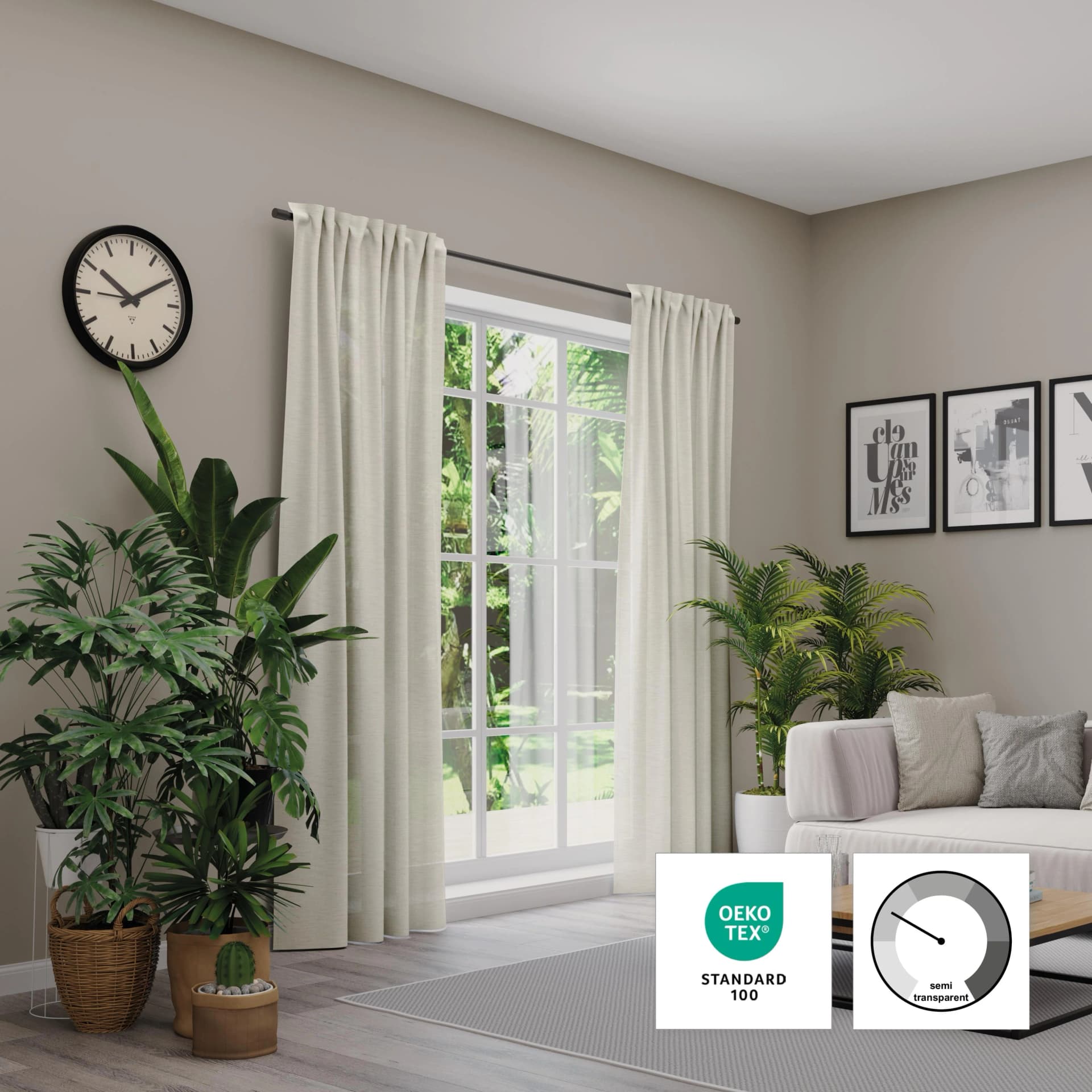 Neutex for you Vorhang Biella Beige Leinenoptik mit verdeckten Schlaufen