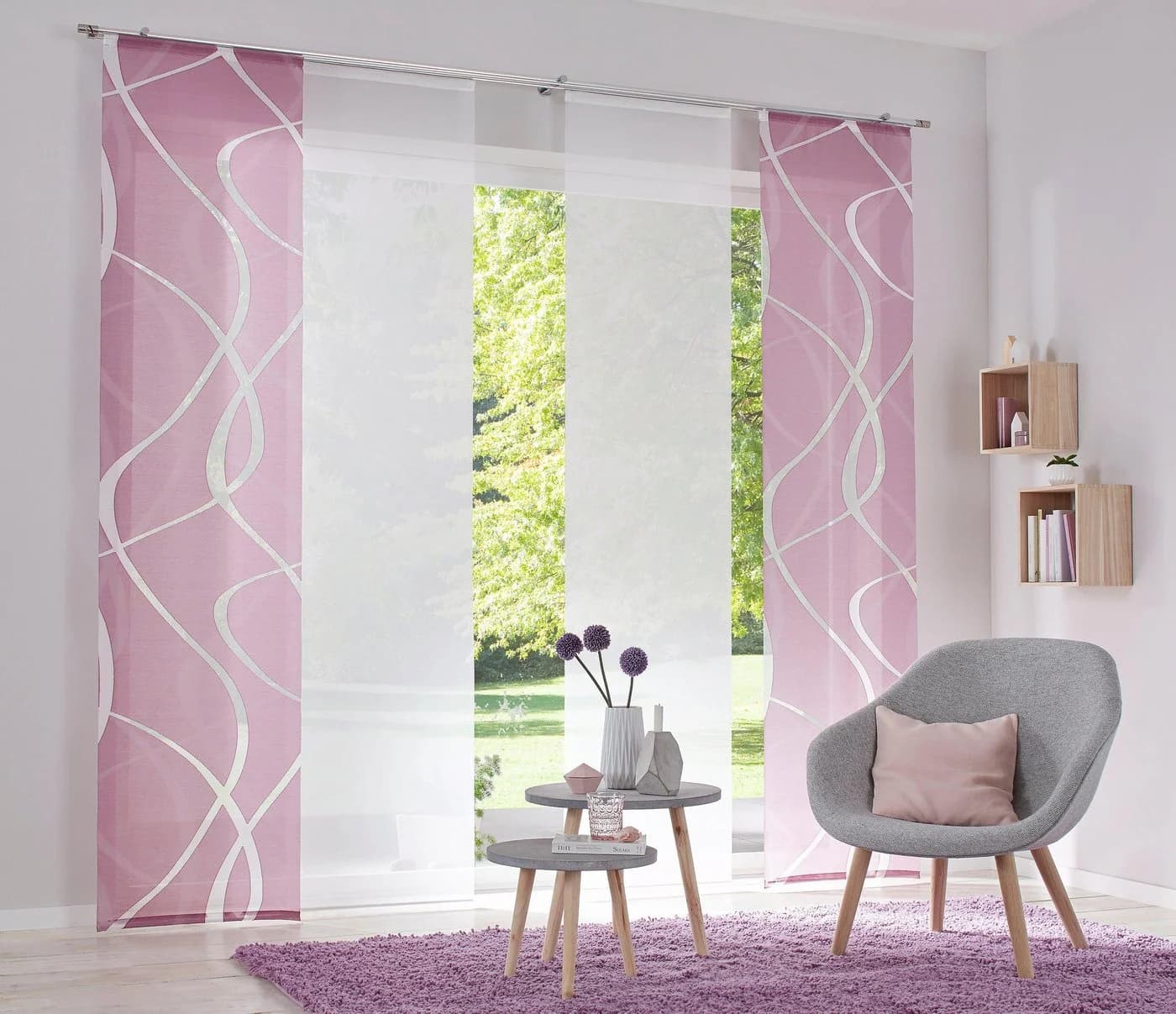 Neutex for you! Schiebegardine Rumbek Halbtransparent Rosa - Bild 2