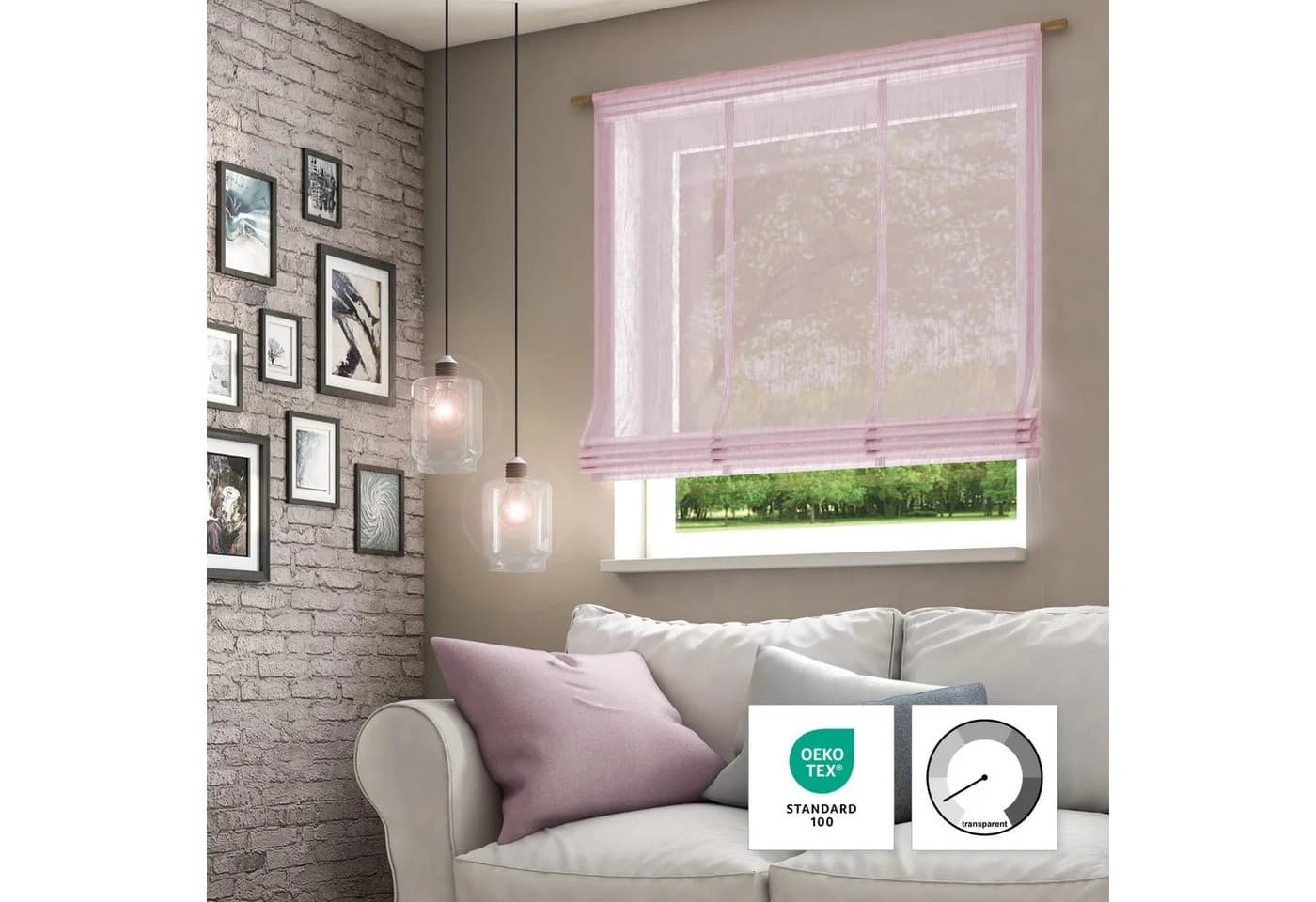 NEUTEX FOR YOU Raffrollo Libre-ECO Lila 100% Polyester Stangendurchzug - Bild 4