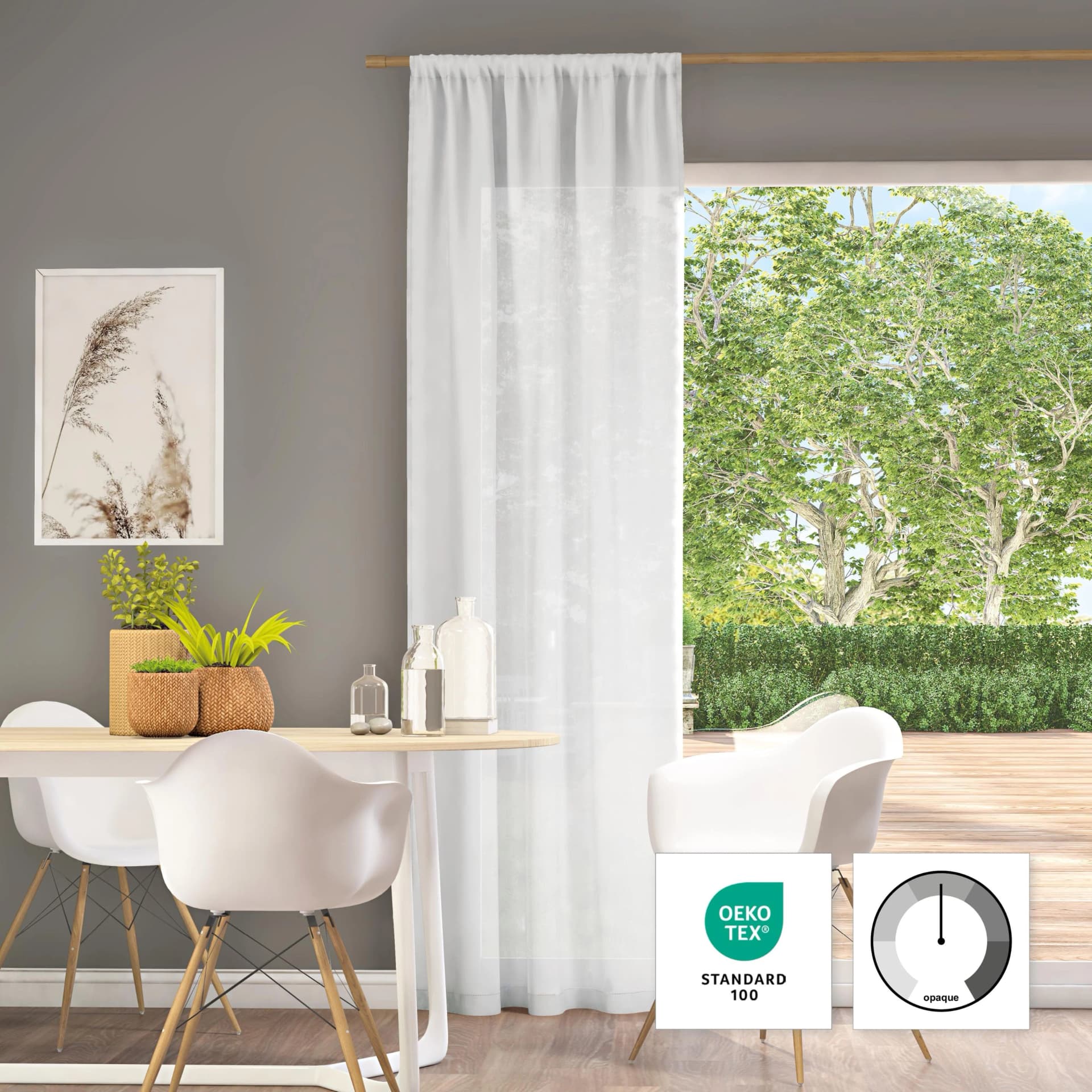 NEUTEX FOR YOU Vorhang Mara-ECO Wollweiß Polyester Jacquard