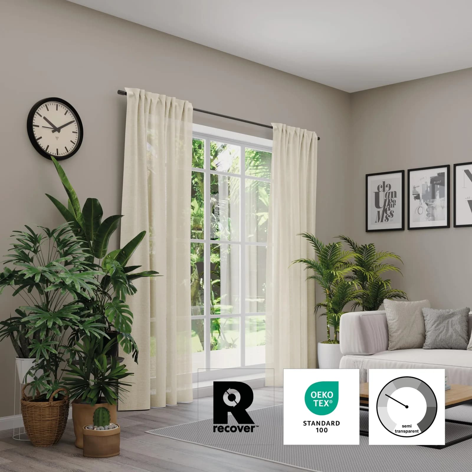 Neutex for you! Vorhang Alora Eco Beige Leinen Optik