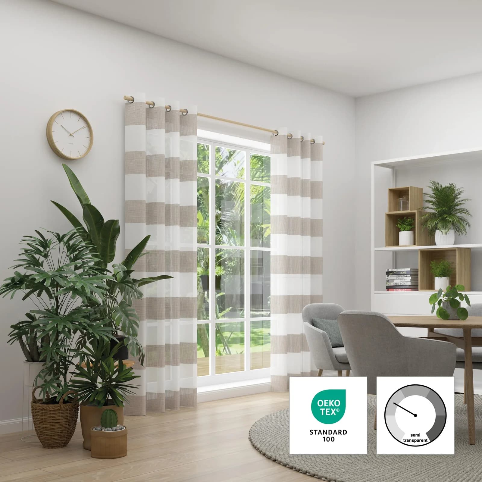 Vorhang Neutex for you! RIVA Beige Blockstreifen