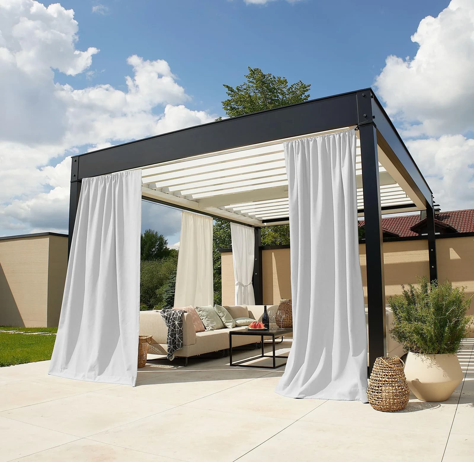 Neutex for you! Outdoorvorhang SOLERO Weiß Polyacryl Maßanfertigung