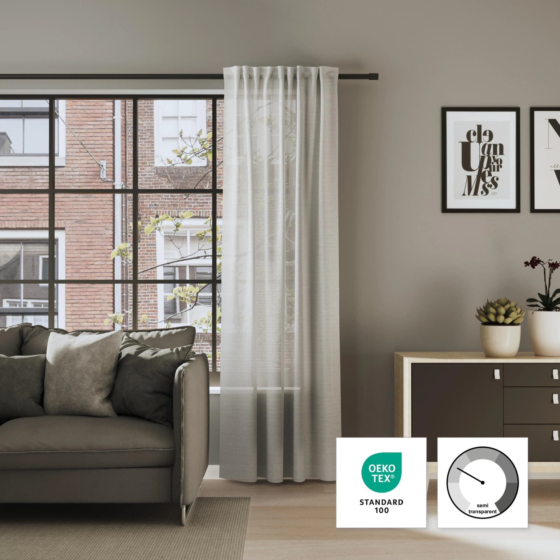 Vorhang NEUTEX FOR YOU ALLEY-ECO Leinen Halbtransparentes Streifendesign