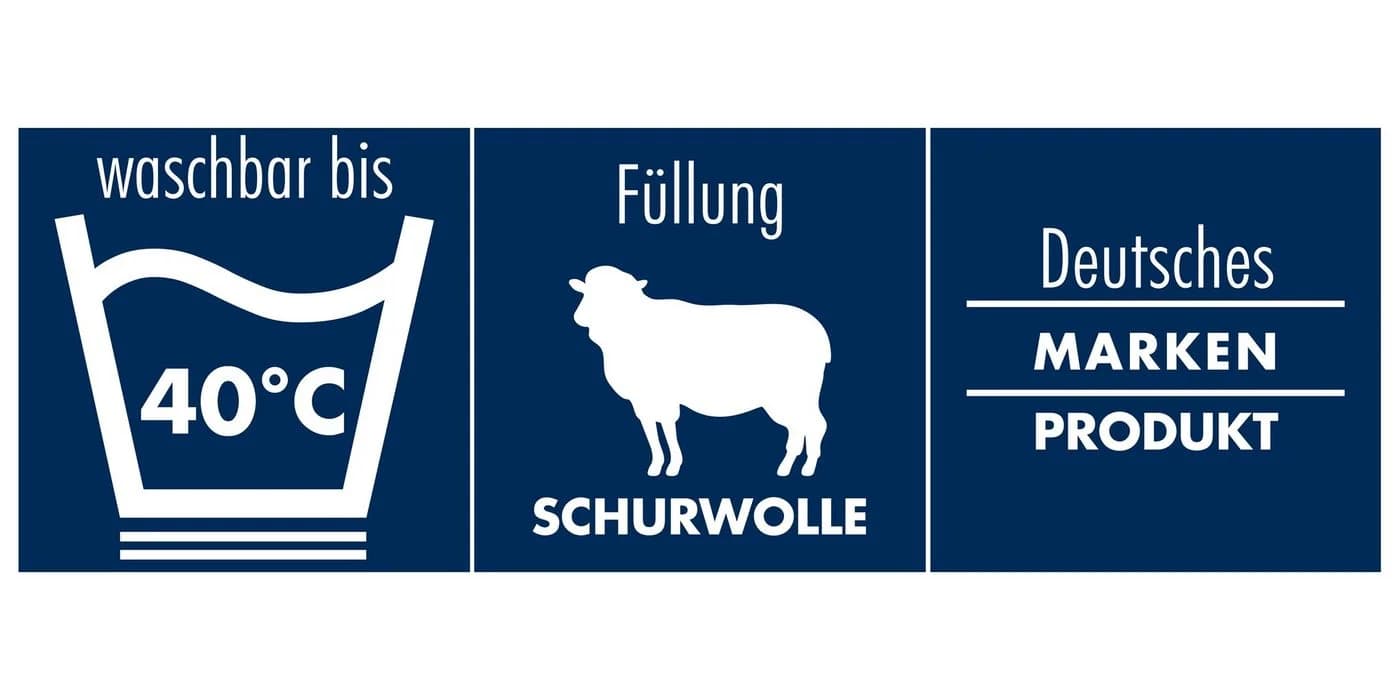 Irisette Waschwolle Mono-Steppbett 100% Schafschurwolle Baumwolle Weiss