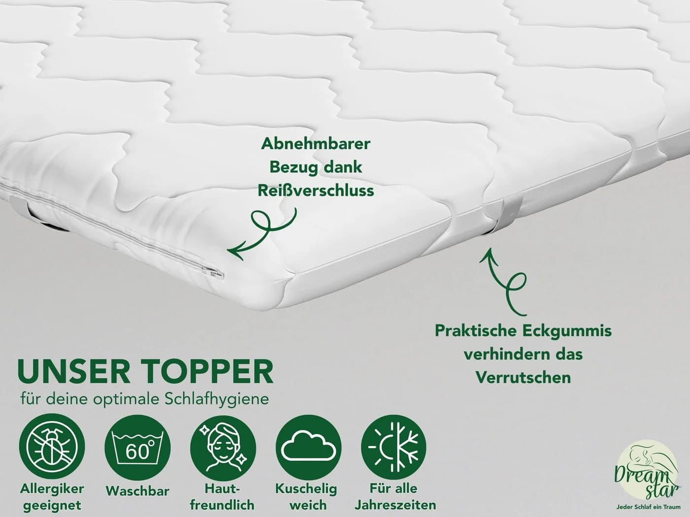 Dreamstar Matratzentopper 6cm 3 Härtegrade Komfortschaum - Bild 4