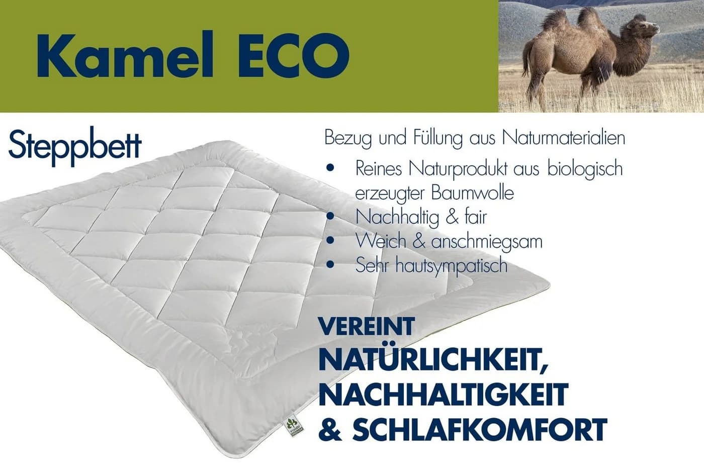 irisette Greenline Kamelhaar Eco Steppbett 100% Bio-Baumwolle Leicht - Bild 5