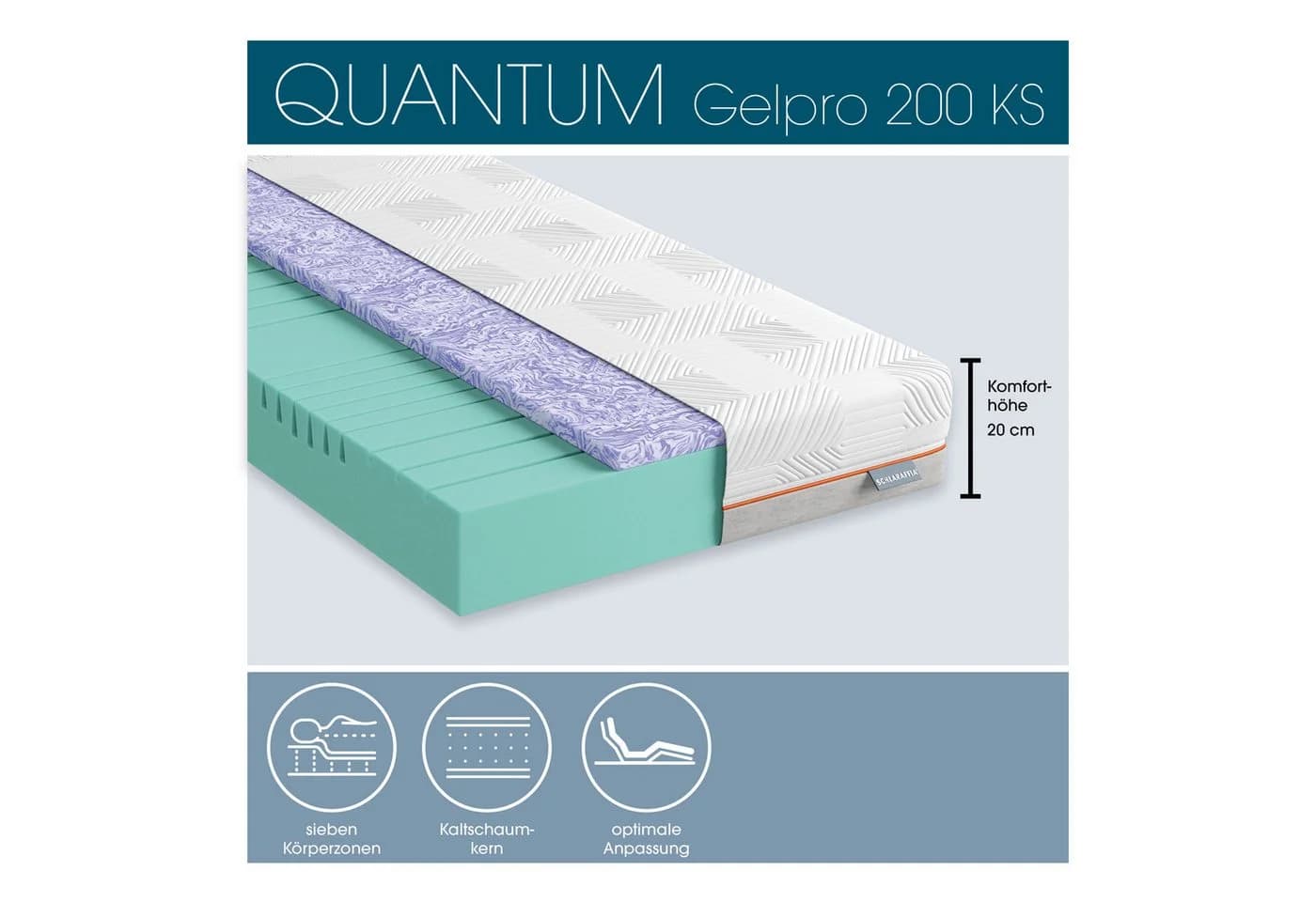 Schlaraffia Quantum GelPro 200 KS Kaltschaummatratze 7 Zonen Gelschaumauflage - Bild 3
