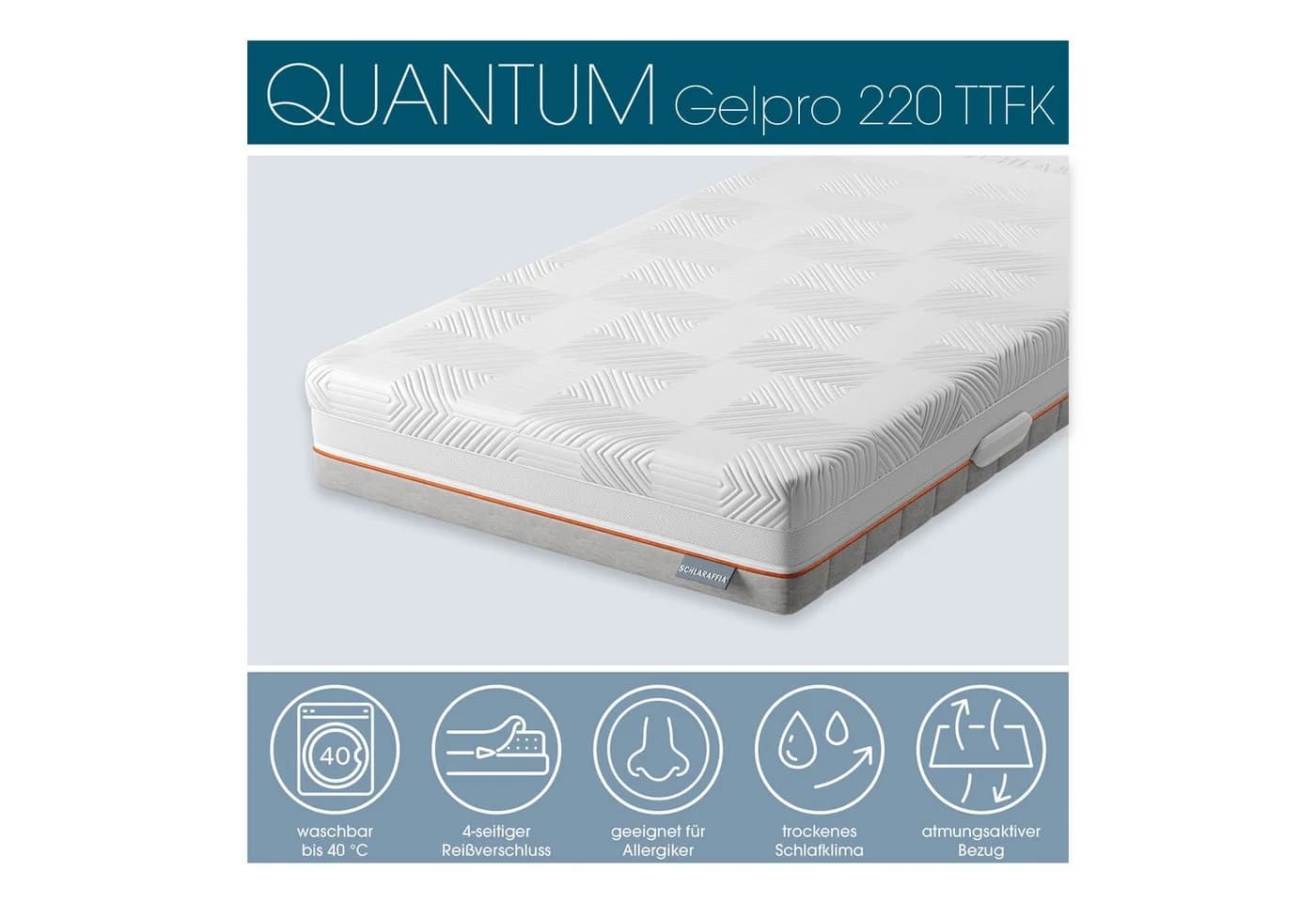 Schlaraffia Quantum GelPro 220 TTFK Taschenfederkernmatratze 7 Zonen GelPro - Bild 4