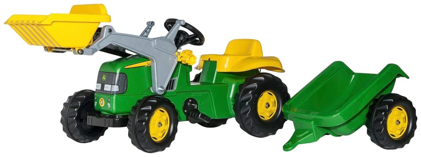 ROLLY TOYS Trettraktor John Deere grün mit Anhänger und Lader