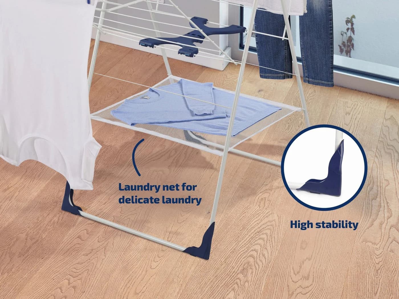 Leifheit Wäscheständer Classic 250 Flex Weiß/Blau 25m Trockenlänge - Bild 3