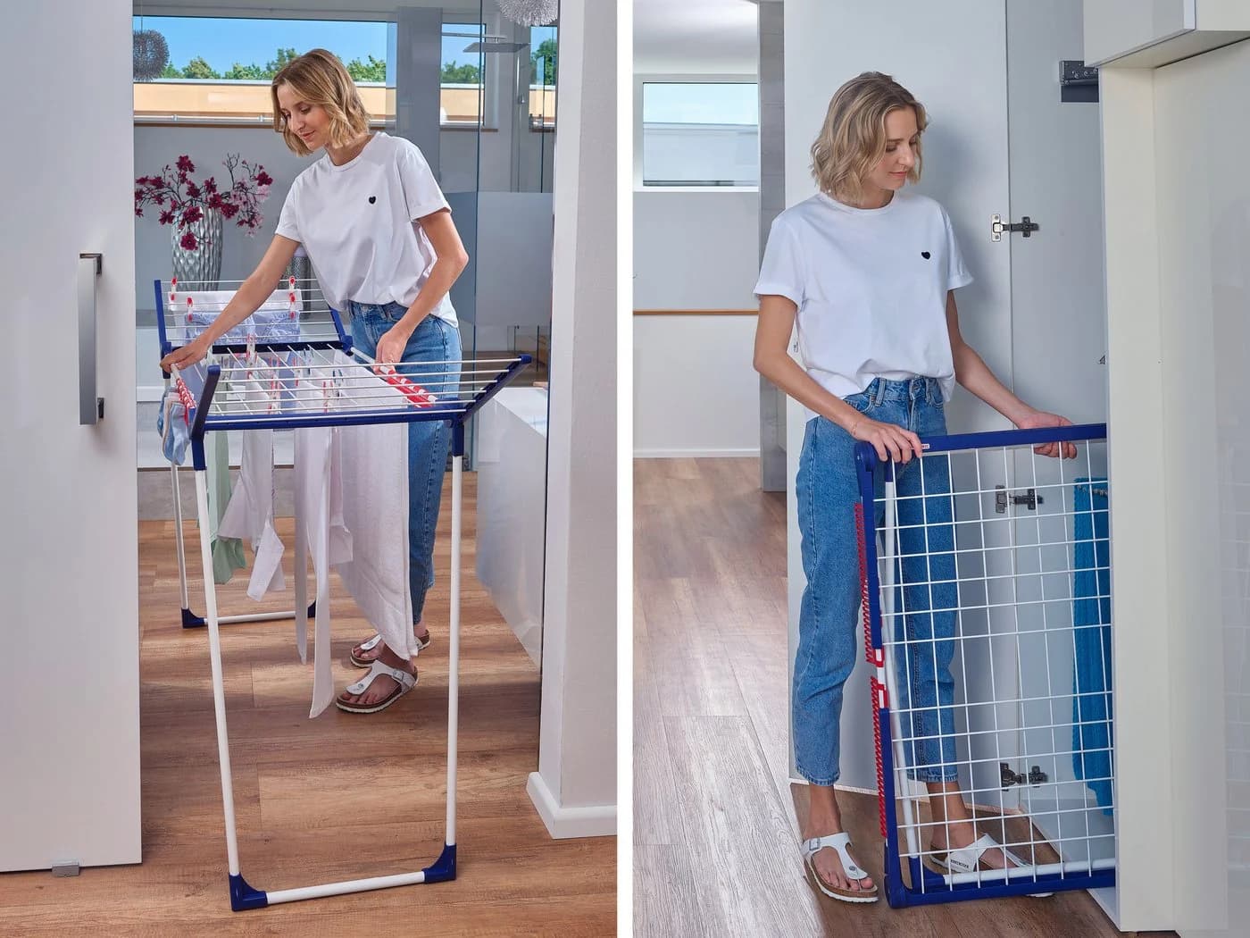 Leifheit Wäscheständer Pegasus 150 Solid Slim Blau Weiß - Bild 4