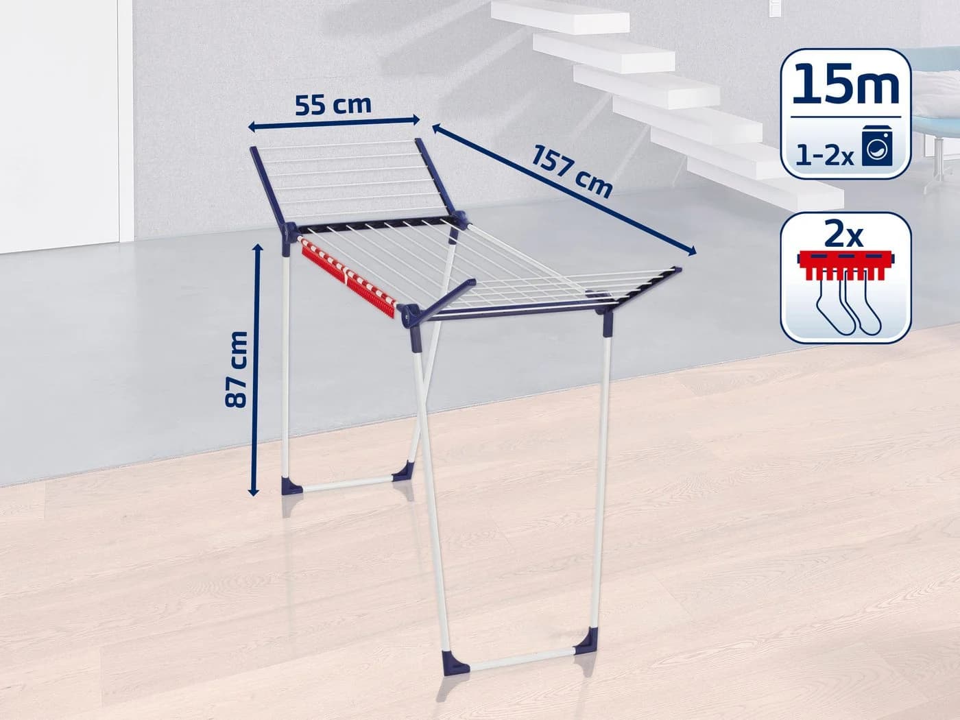 Leifheit Wäscheständer Pegasus 150 Solid Slim Blau Weiß - Bild 5