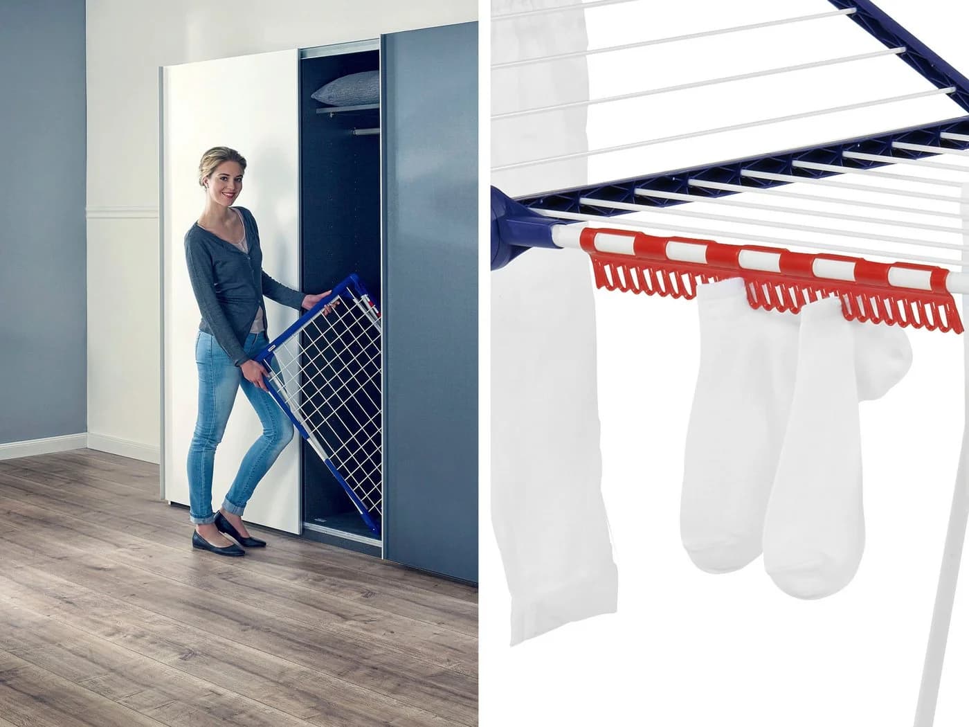 LEIFHEIT Pegasus 180 Solid Maxx Wäscheständer Weiß/Blau XXL - Bild 3