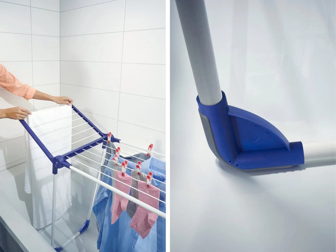 Leifheit Wäscheständer Pegasus 120 Solid Bath Blau Weiß - Bild 3