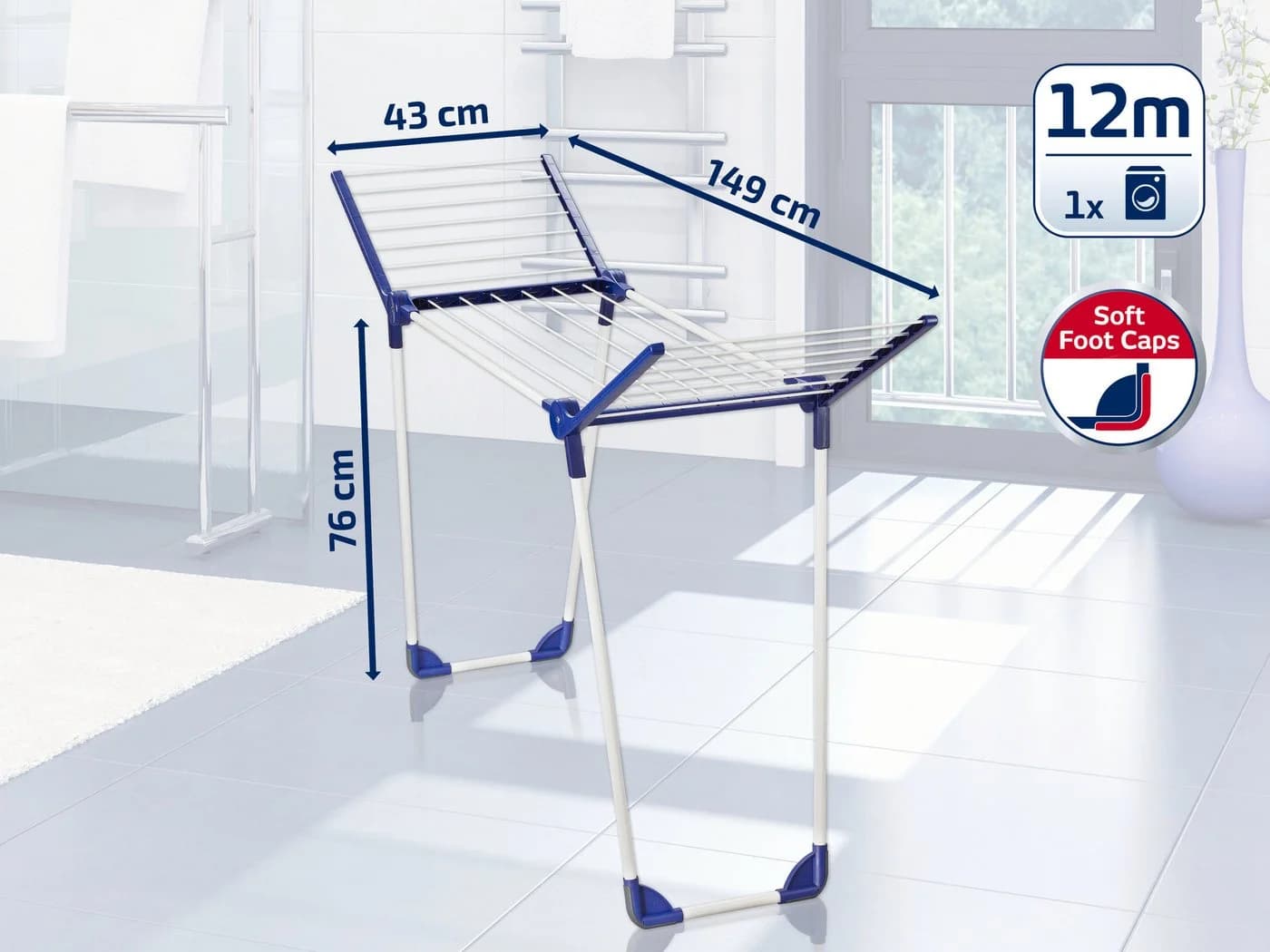 Leifheit Wäscheständer Pegasus 120 Solid Bath Blau Weiß - Bild 5