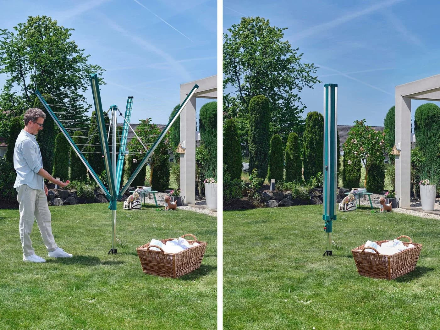 Leifheit Wäschespinne Linomatic 500 Deluxe, 50m Leinenlänge, Leinenautomatik, einfach öffnen, Leinen geschützt - Bild 4