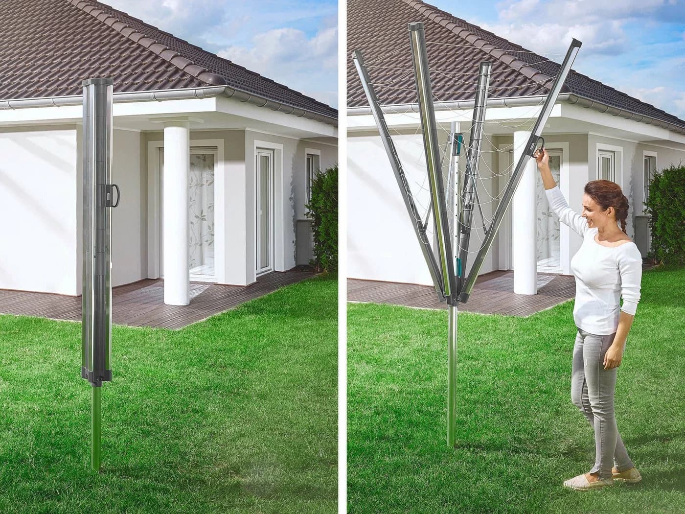 Leifheit Wäschespinne Linomatic 500 Plus Anthrazit 50m Leinenlänge - Bild 4