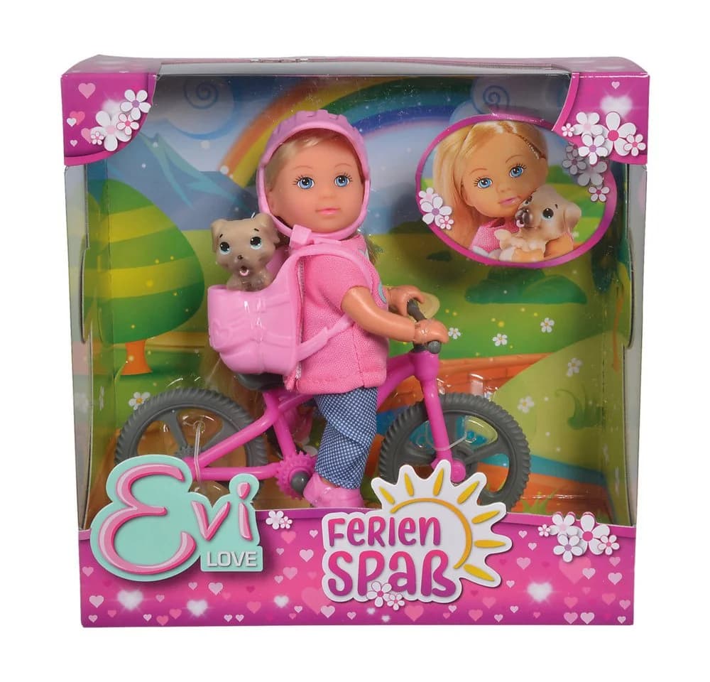 Simba Toys Evi LOVE Ferienspaß Fahrrad Set Rosa Puppe mit Hund