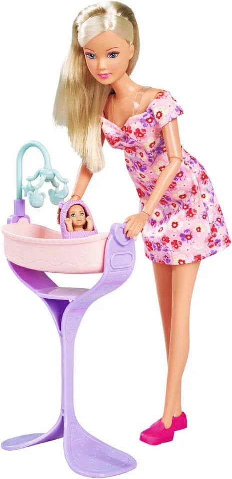 SIMBA Anziehpuppe Steffi Love Hello Baby mit wachsendem Bauch und Babybett - Bild 2