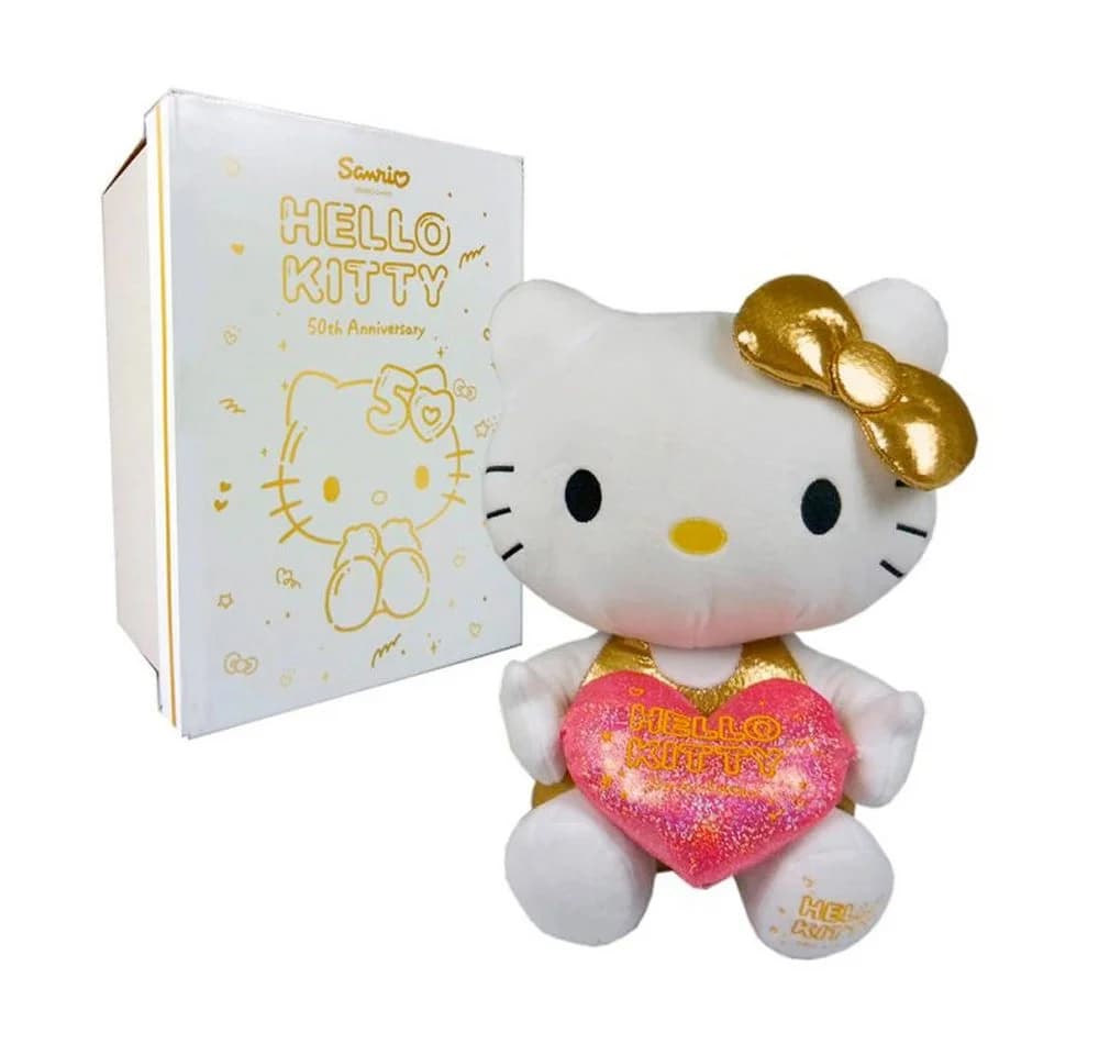 Hello Kitty Plüschfigur 50 Jahre Jubiläum Gold/Rosa