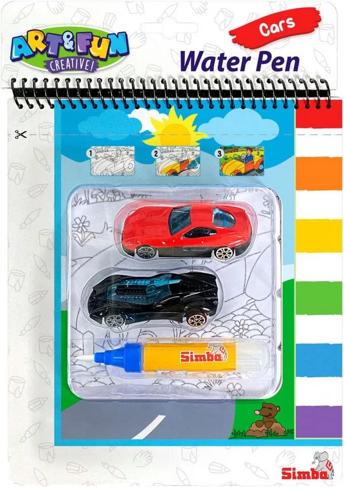 SIMBA Kreativset Art & Fun XL Water Pen Cars Malbuch Bunt