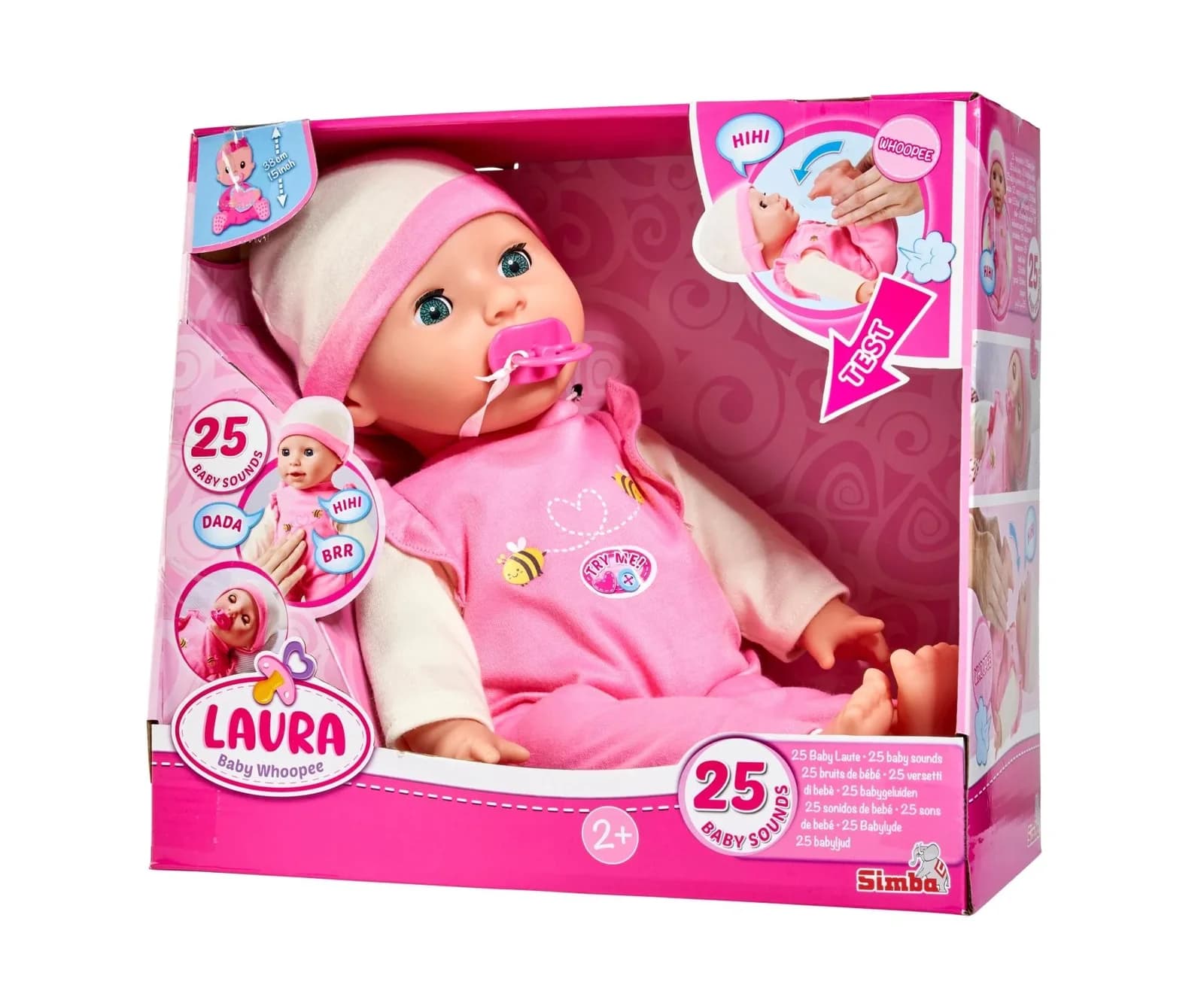 SIMBA Babypuppe "Laura Baby Whoopee" Rosa mit Pupsfunktion