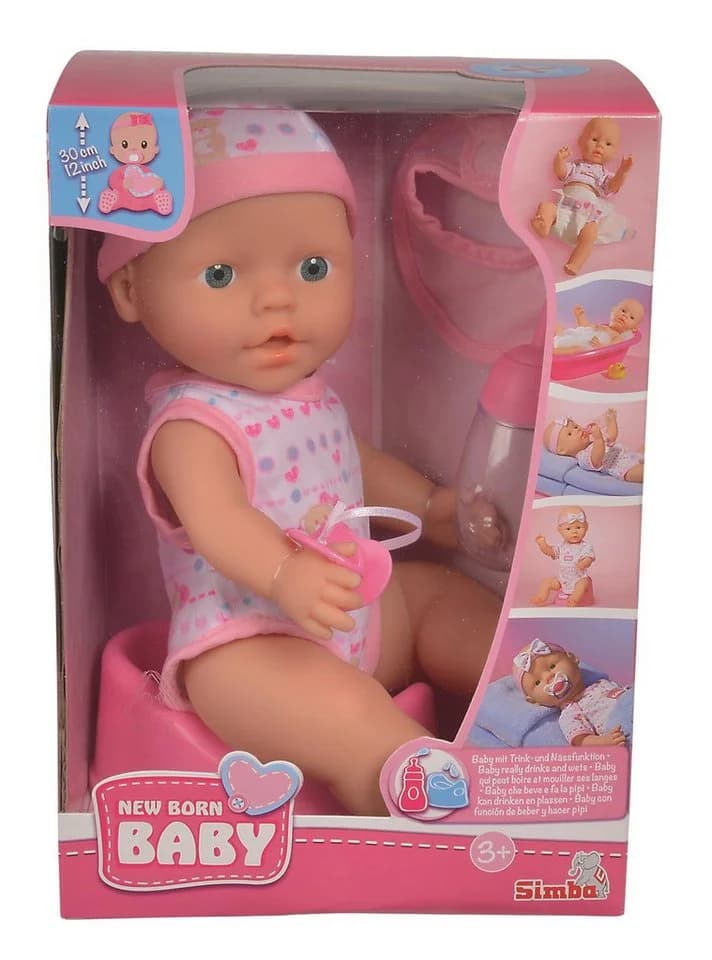 Simba Babypuppe New Born 30 cm mit Zubehör - Trinkend & Töpfchen - Bild 2