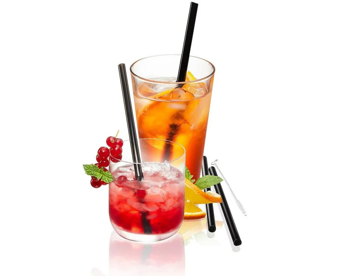 GEFU Trinkhalme Glas 4er Set Schwarz 18 cm - Bild 2