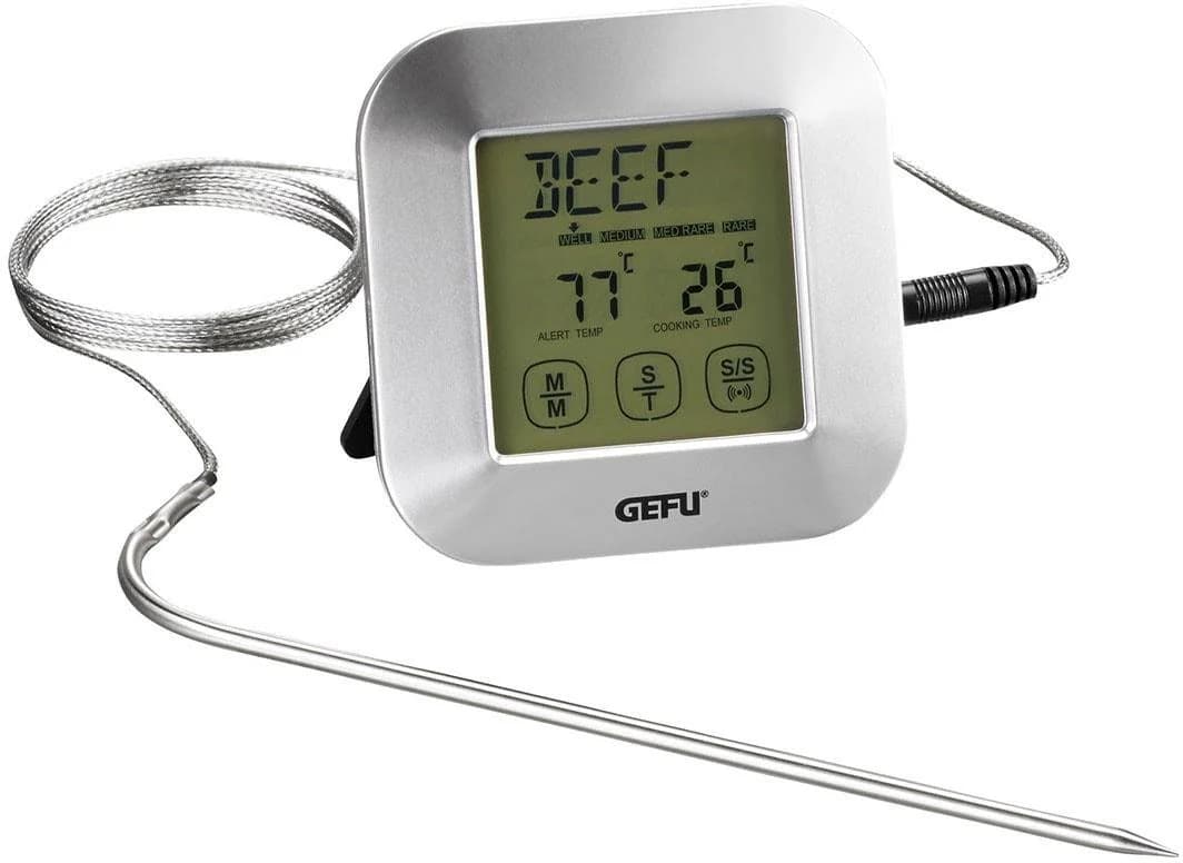 GEFU Bratenthermometer PUNTO Silber Digital Grill Backofen Herd
