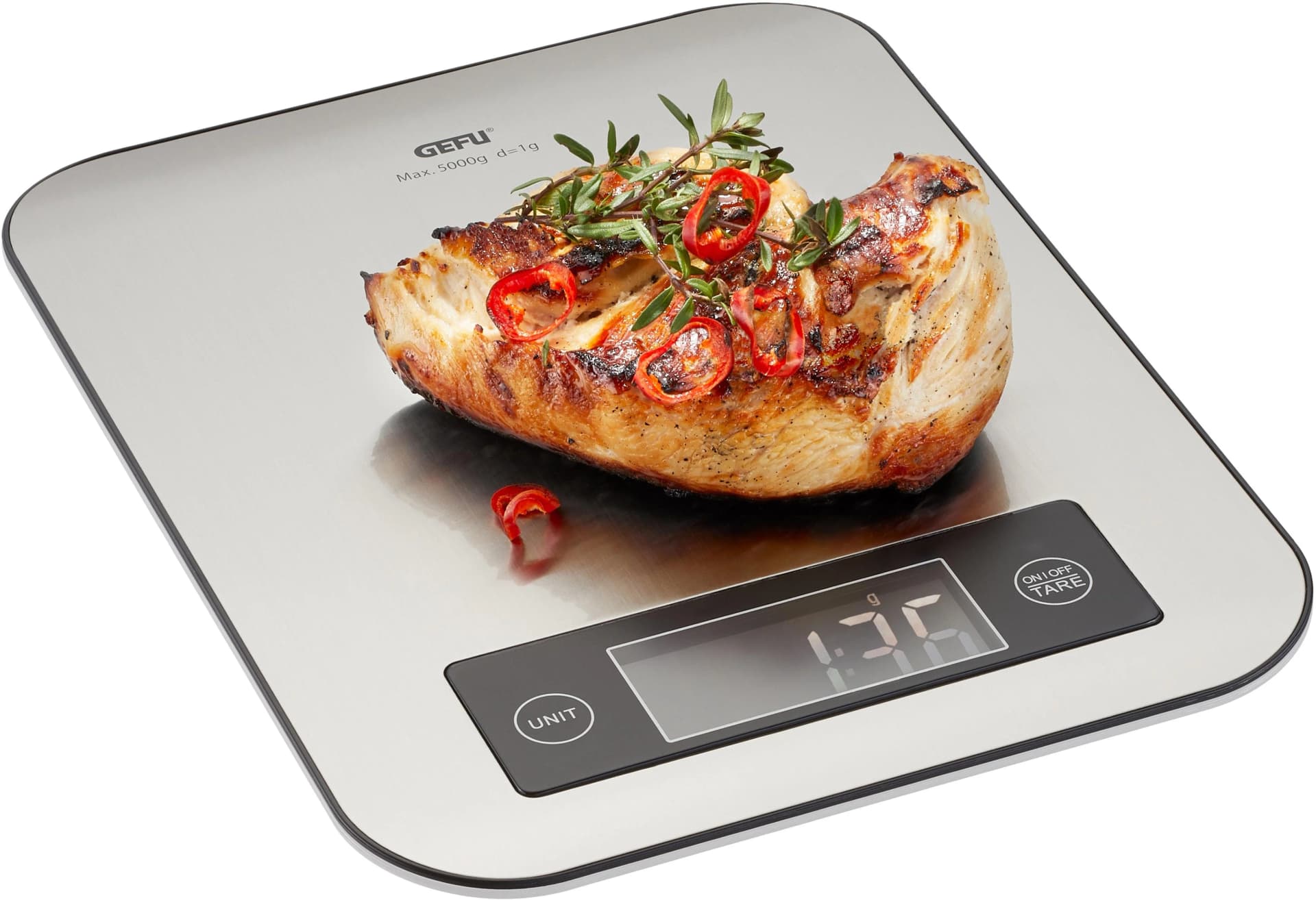 GEFU Küchenwaage SCORE Silber Bluetooth 5 kg Edelstahl