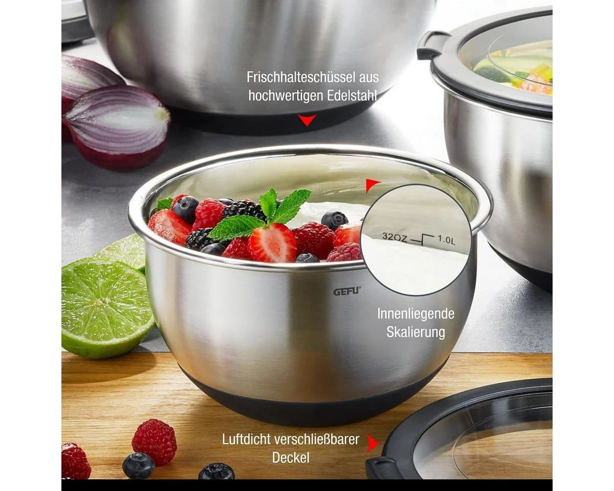 GEFU MUOVO Aufbewahrungsschüssel Edelstahl 16cm mit Deckel