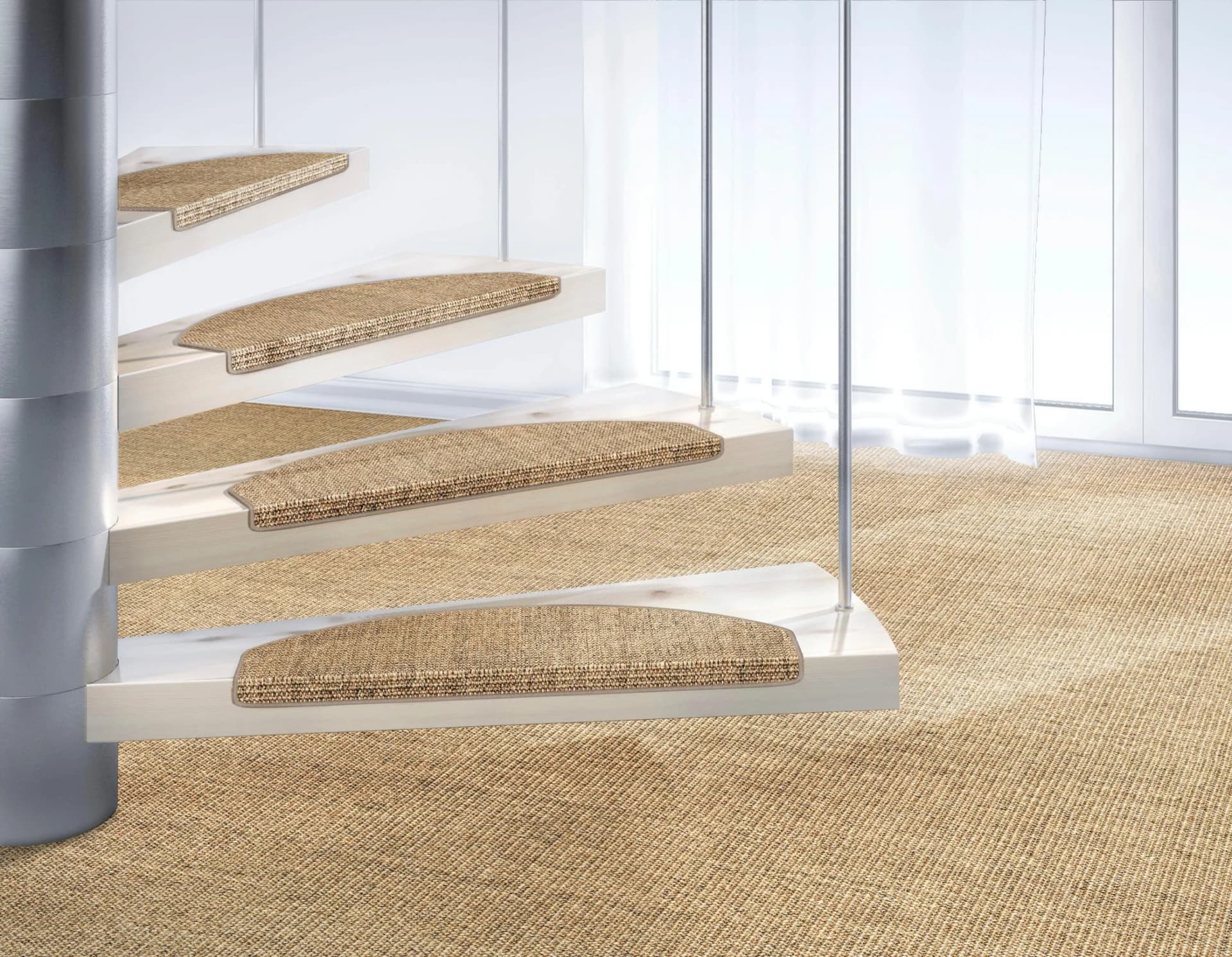DEKOWE Stufenmatte Mara S2 Beige 100% Sisal Selbstklebend - Bild 4