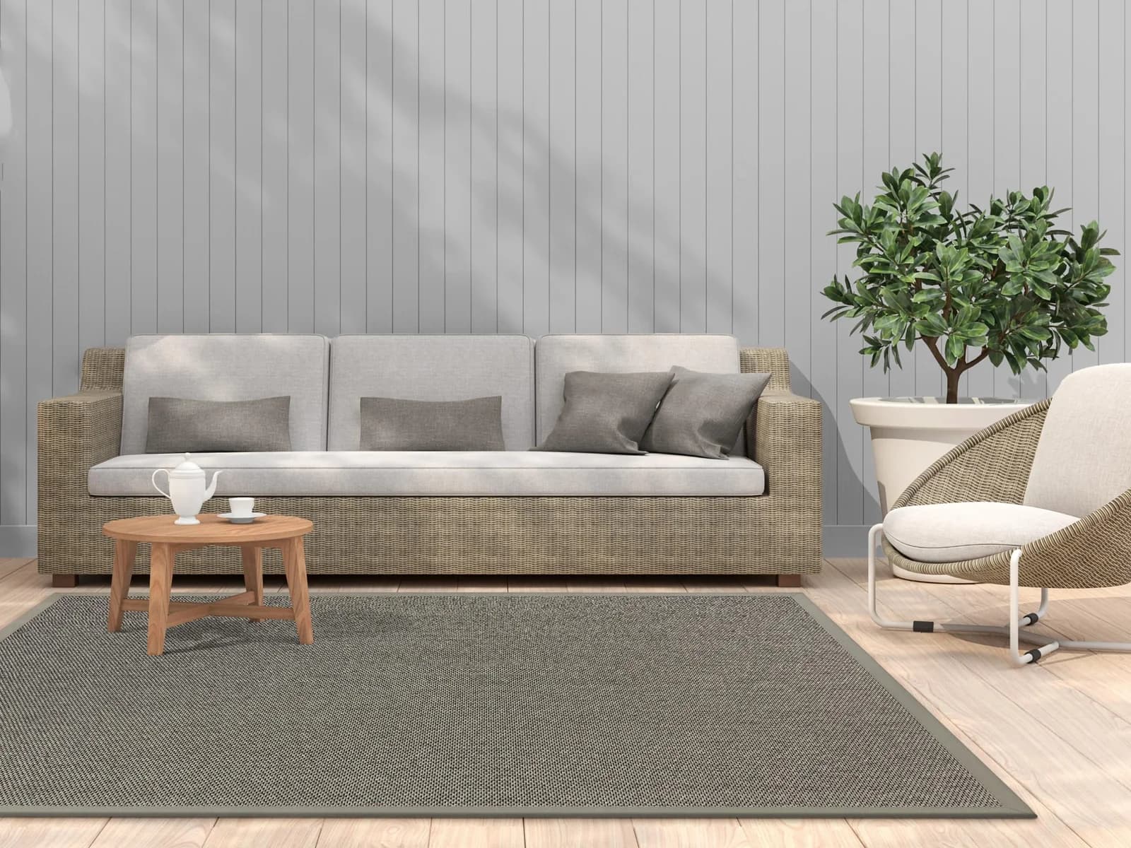 DEKOWE Teppich Naturana Panama Spezial Braun mit Bordüre