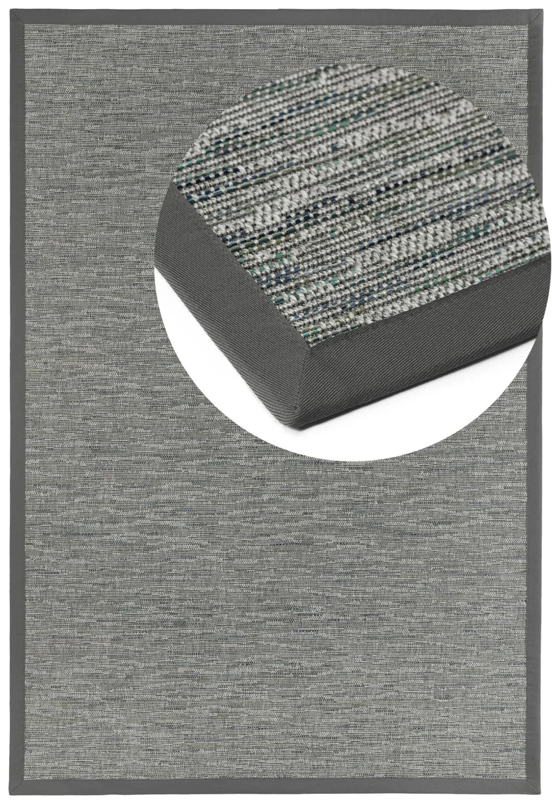 DEKOWE Basic S2 Multi Teppich Grau Sisaloptik Bordüre 67x133cm