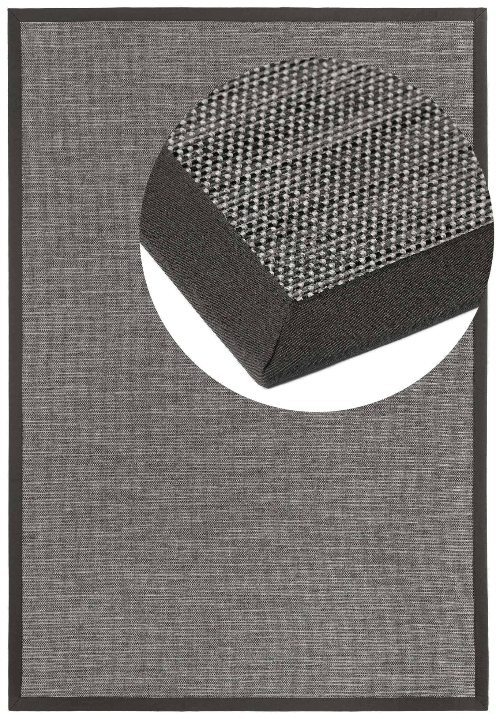 DEKOWE Basic S2 Line Teppich Grau Sisaloptik Bordüre 80x150cm