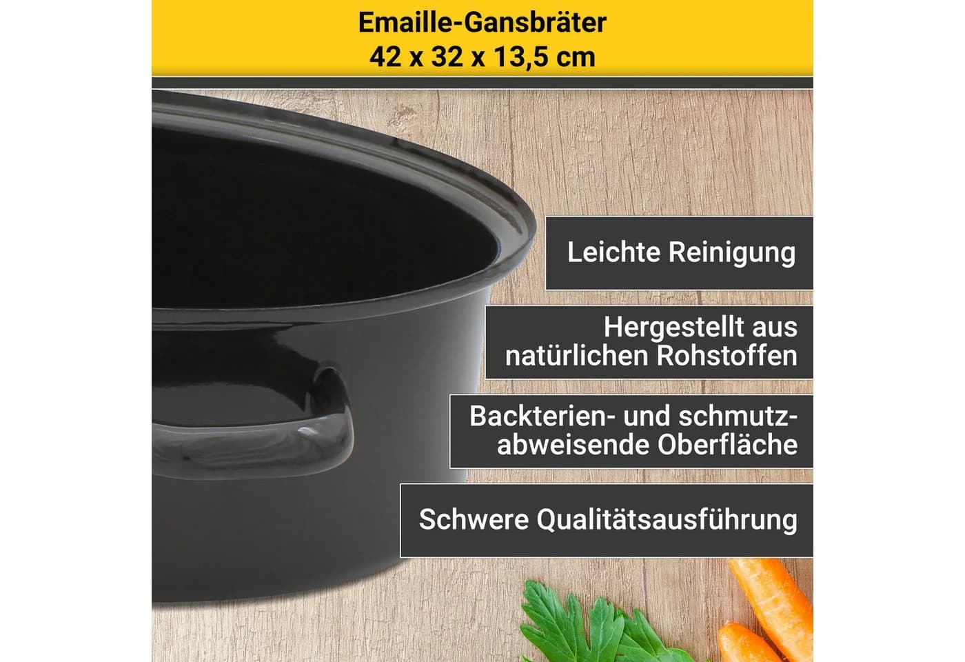 Krüger Gansbräter mit Tropfdeckel Emaille Schwarz - Bild 3