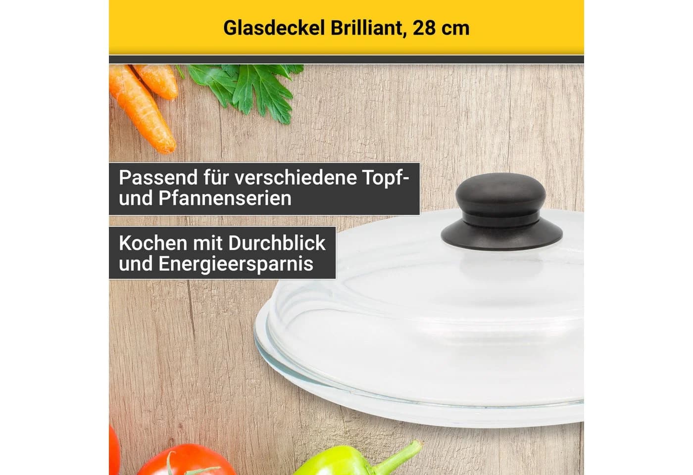 Krüger Glasdeckel Brilliant Kunststoffknopf transparent hitzebeständig