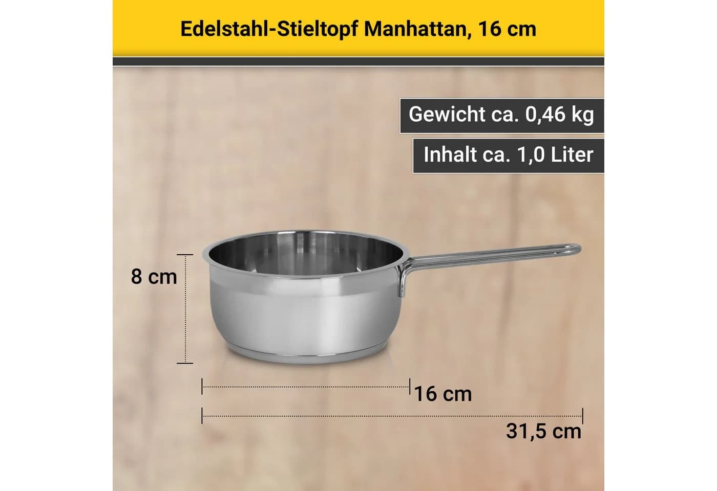 Kasserolle Edelstahl Stieltopf 16 cm Krüger - Bild 5