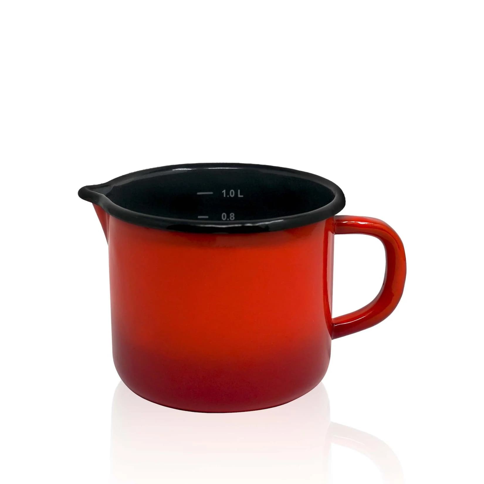 Karl Krüger Emaille Milchtopf Rom mit Ausguss 12 cm