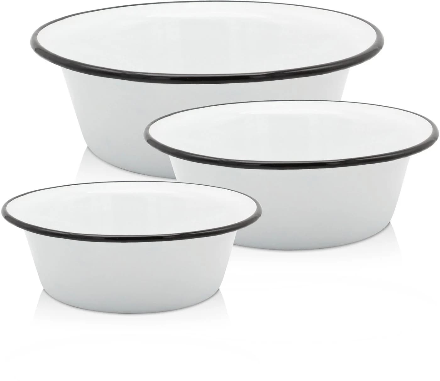 Krüger Emaille Schüssel Set 3-tlg. Weiß 20, 24, 28 cm - Bild 2