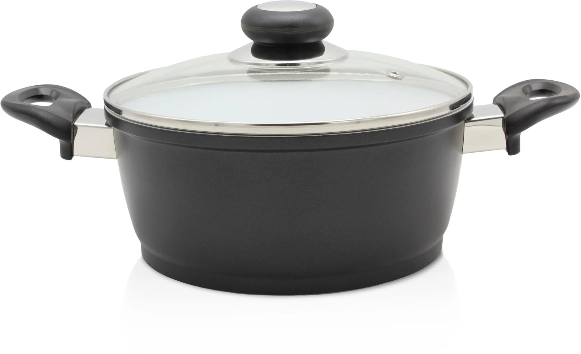 Fleischtopf KRÜGER Aluguss Topf mit Glasdeckel Oslo Schwarz - Bild 2