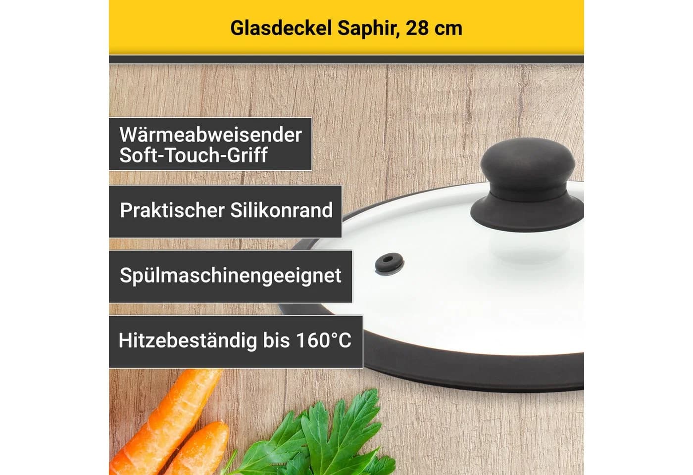 Krüger Glasdeckel Saphir mit Soft-Touch-Knopf transparent - Bild 3