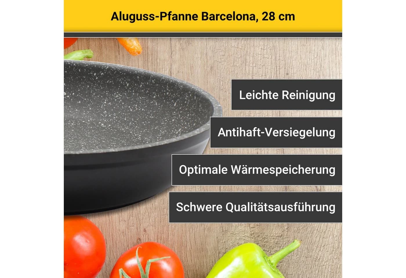 Krüger Bratpfanne Aluguss Barcelona Schwarz Antihaft