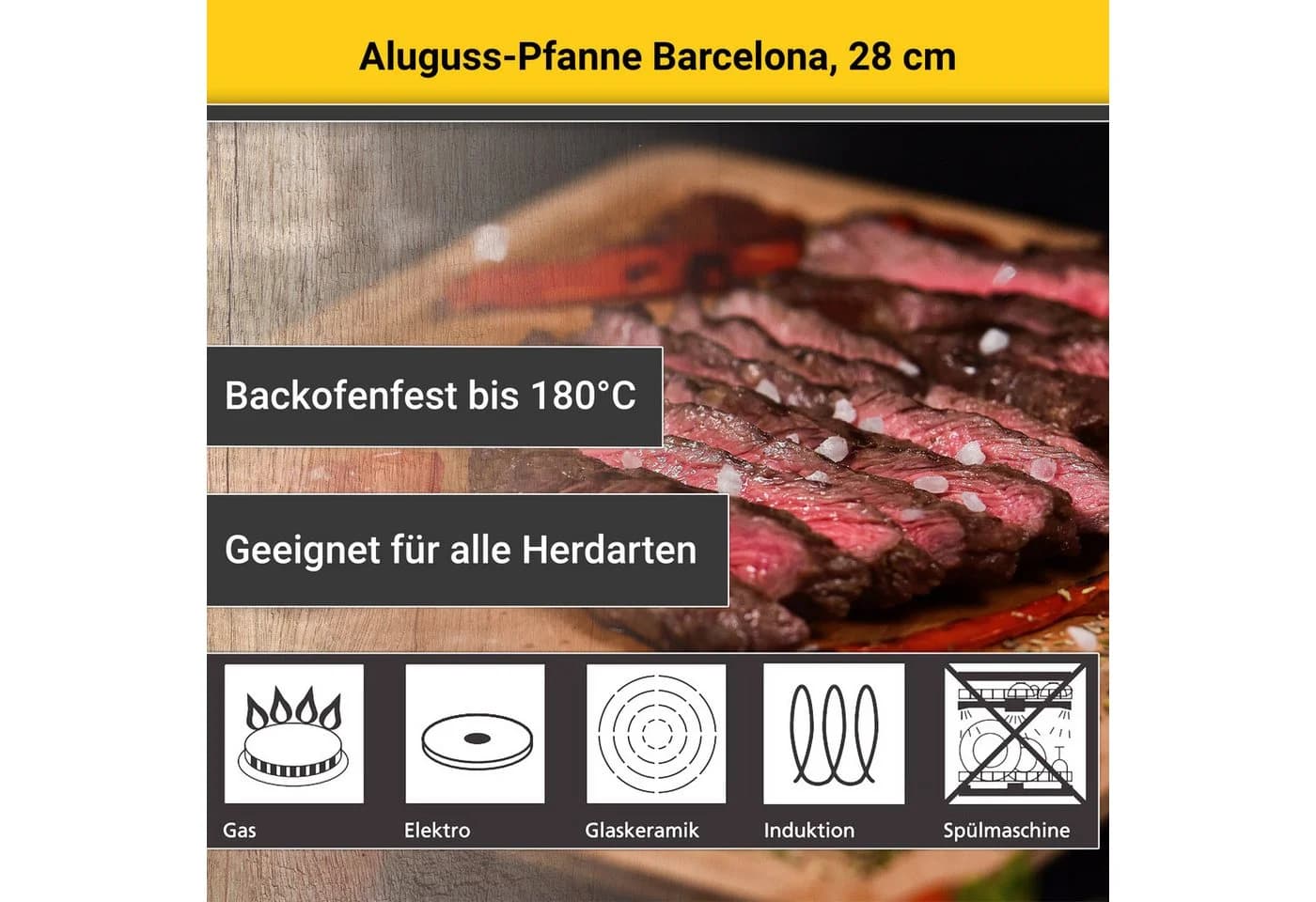 Krüger Bratpfanne Aluguss Barcelona Schwarz Antihaft - Bild 5