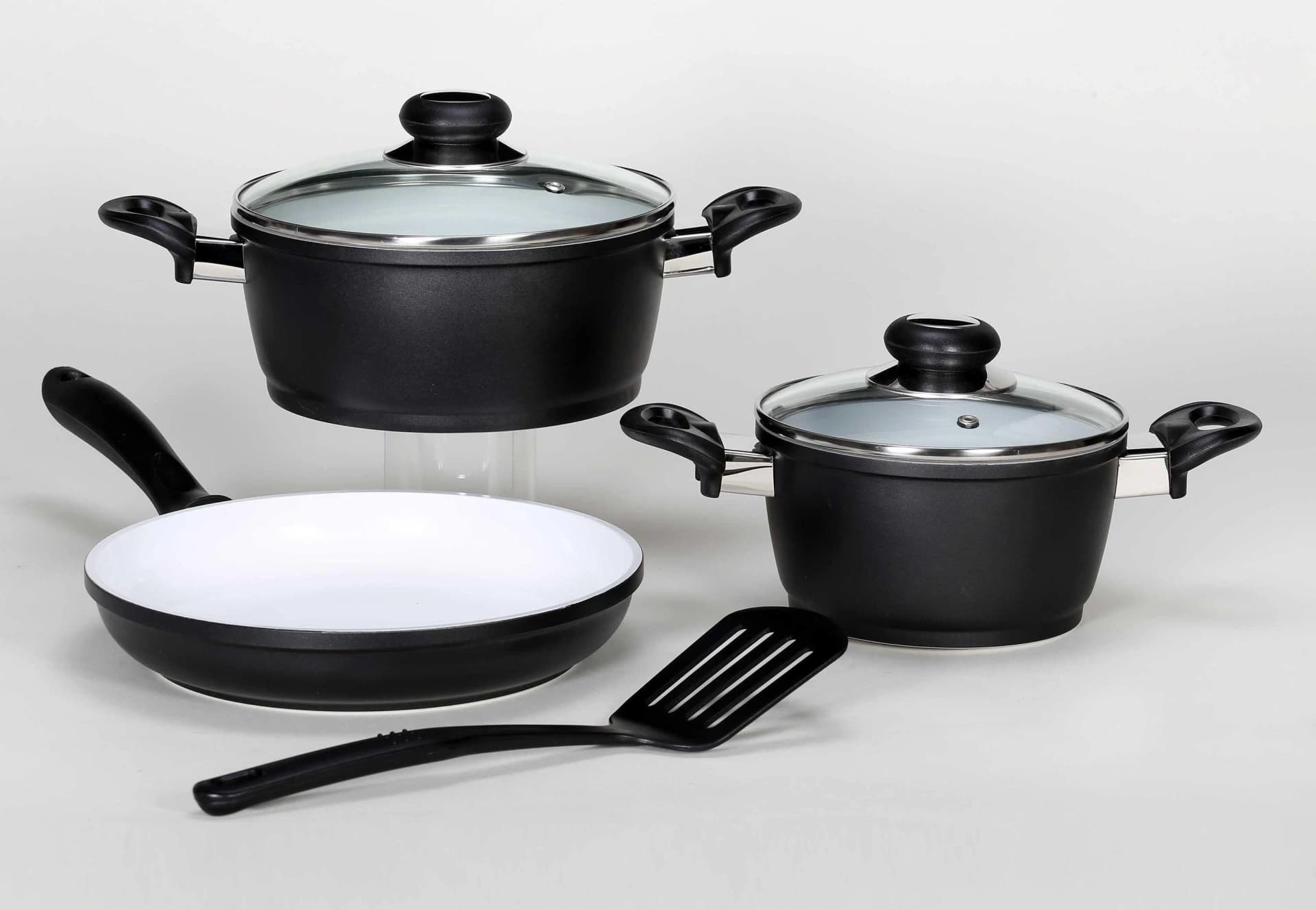 Topf-Set KRÜGER Oslo schwarz/weiß Induktion 6-teilig