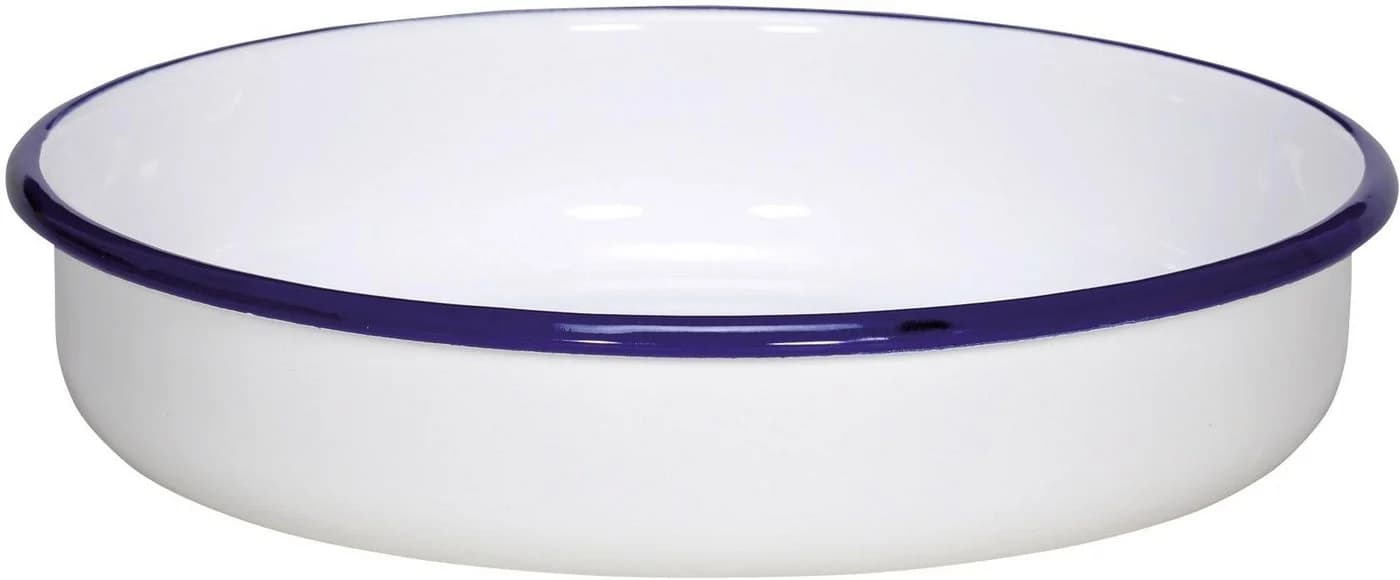 Krüger Schale rund Ø 28 cm Serie Husum Emaille weiß-blau