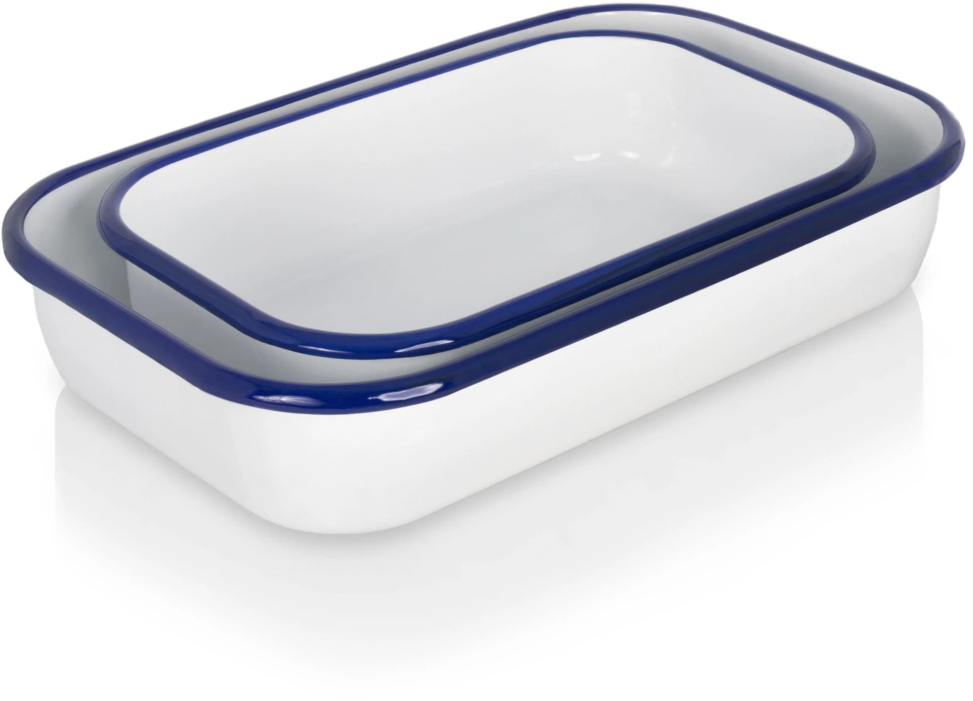 KRÜGER Auflaufform Set Weiß Emaille 26cm 32cm