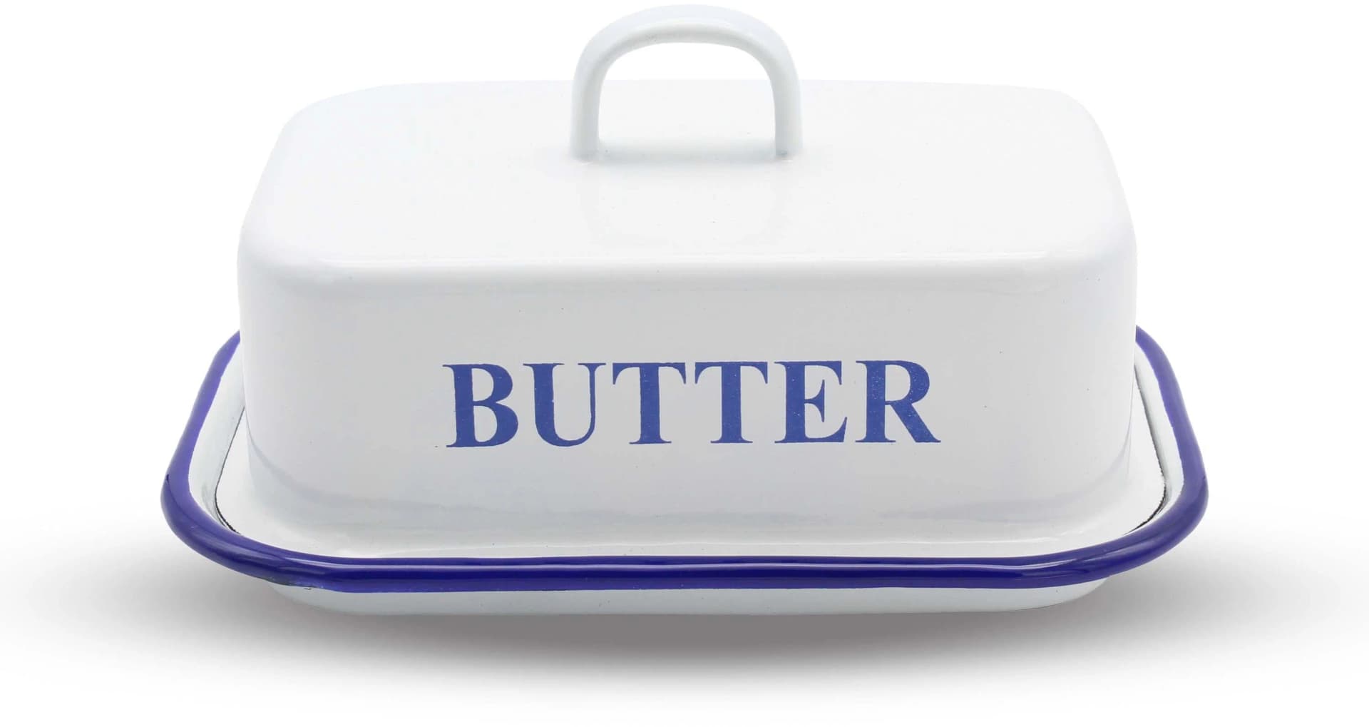 Butterdose KRÜGER Husum Weiß/Blau Emaille