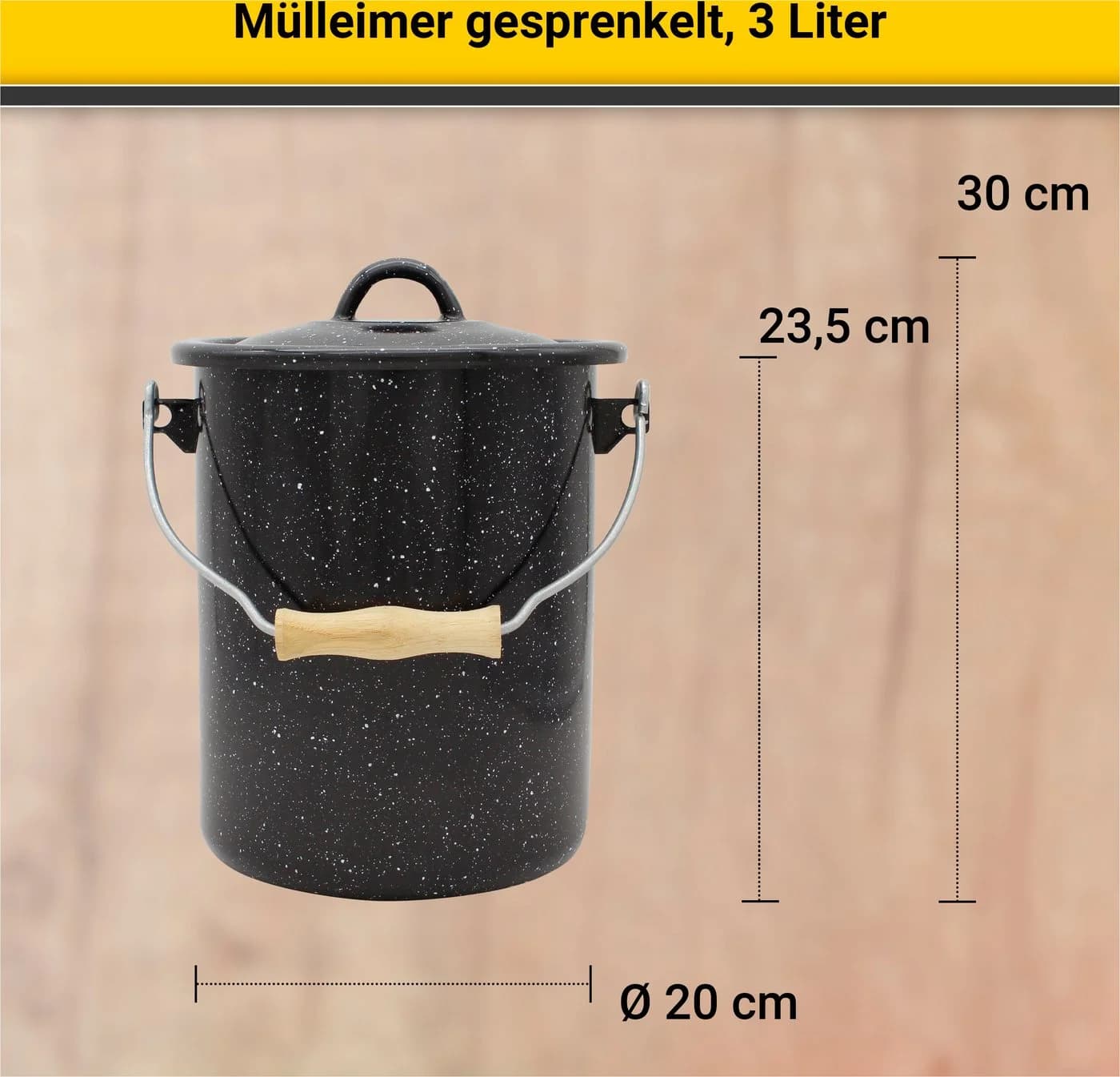 Mülleimer Krüger Emaille Schwarz-Gesprenkelt - Bild 3